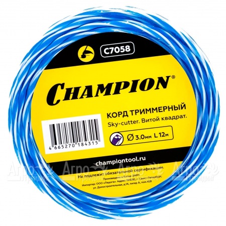 Корд триммерный Champion Sky-cutter 3.0мм, 12м (витой квадрат)  в Волжском