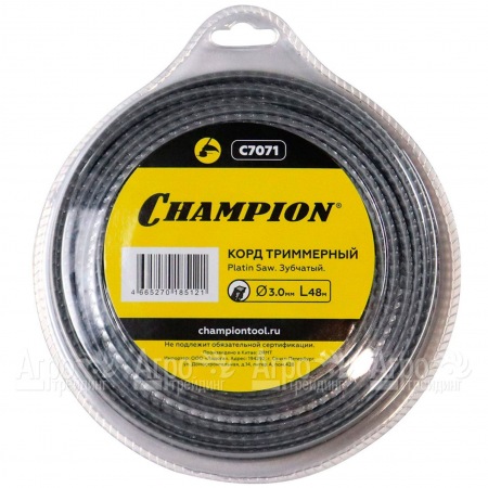 Корд триммерный Champion Platin Saw 3.0мм, 48м (зубчатый)+нож  в Волжском