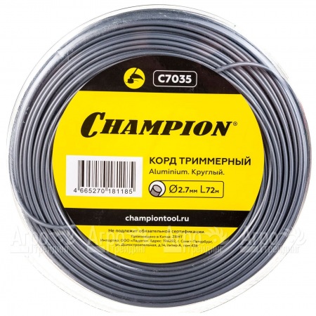 Корд триммерный Champion Aluminium 2.7мм, 72м (круглый)+нож  в Волжском