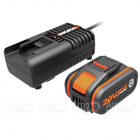 Комплект WA3604 20V: 2 аккумулятора 4Ач и зарядное устройство 2А для аккумуляторной техники Worx в Волжском